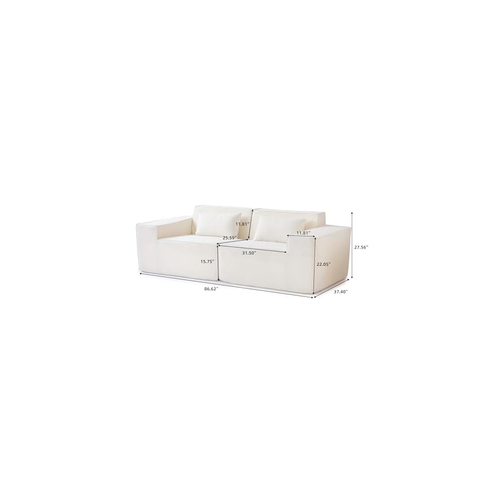 JACH 86.62" Modular Sectional Couch, Huge Plus Love Seat Sofa, Modern Comfy Cloud Couches, Sofa Furniture for Living Room, Office, Apartment, Beige