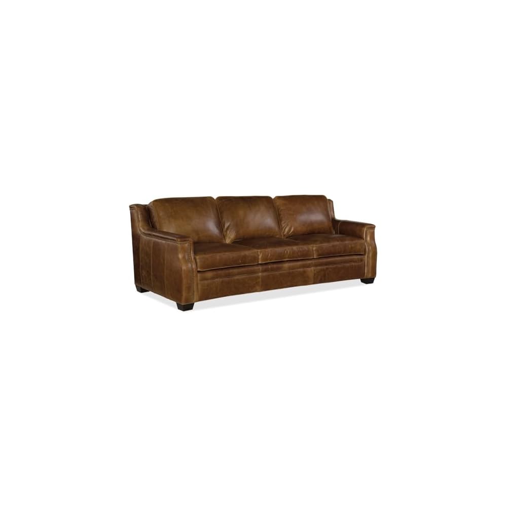 Hooker Furniture Yates Leather Sofa in Buckaroo Colt