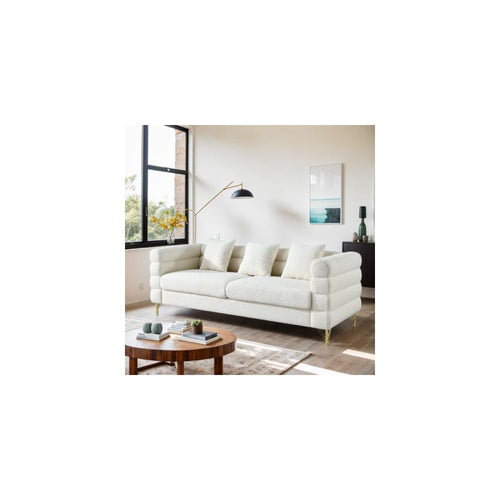 81” Oversized Sofa, 3-Seater Sofa with 3 Pillows, Comfy Upholstered Deep Seating Sofa, Cloud Couch for Living Room/Bedroom/Office (White, 3 Seat)