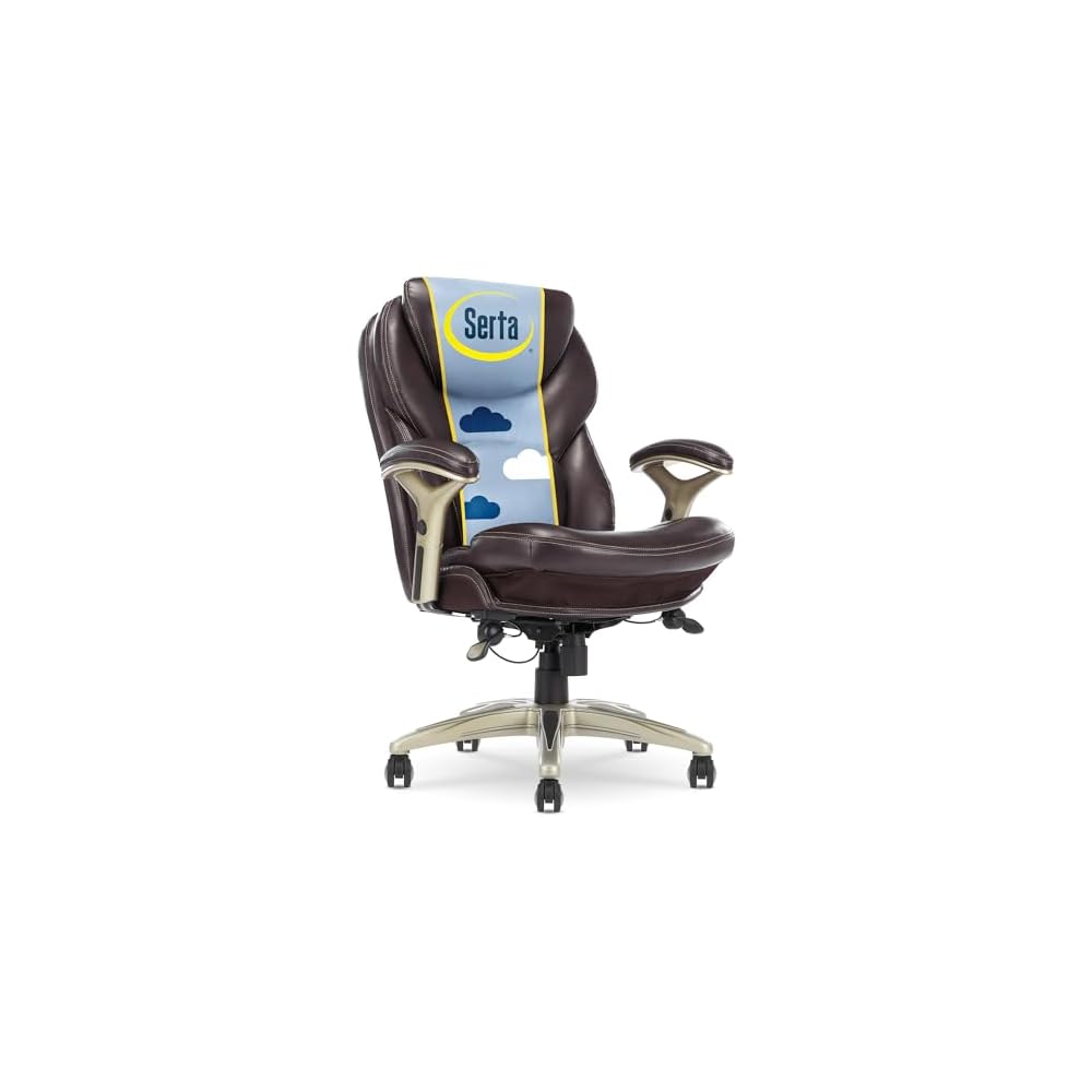 Serta Ergonomic Executive Office Chair Motion Technology Adjustable Mid Back Design with Lumbar Support, Light Gray Fabric