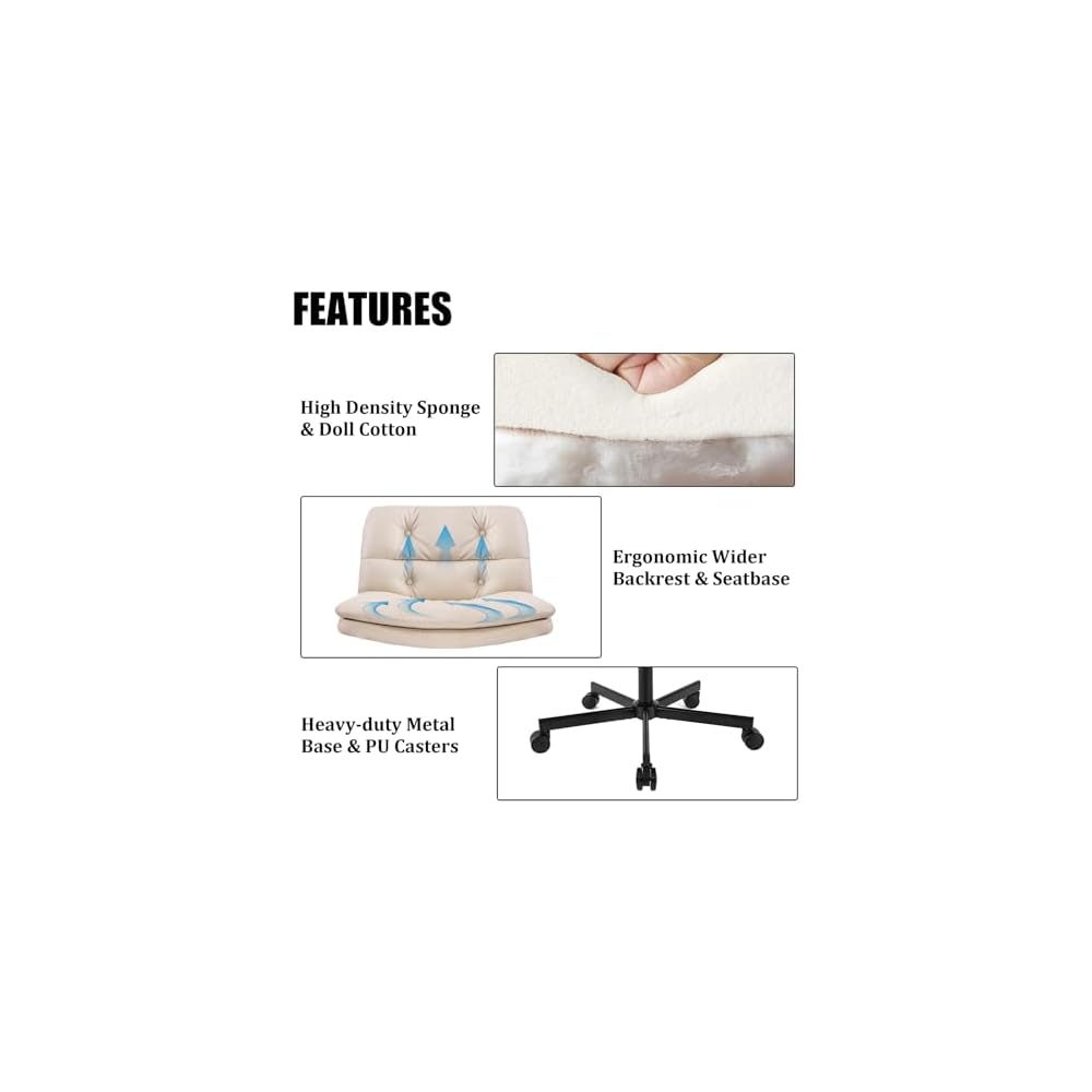 Desk Chair Comfy Simple Modern Office Desk Chair Comfy Wide Office Comfy Office Chair for Home,Office,Make Up,Small Space