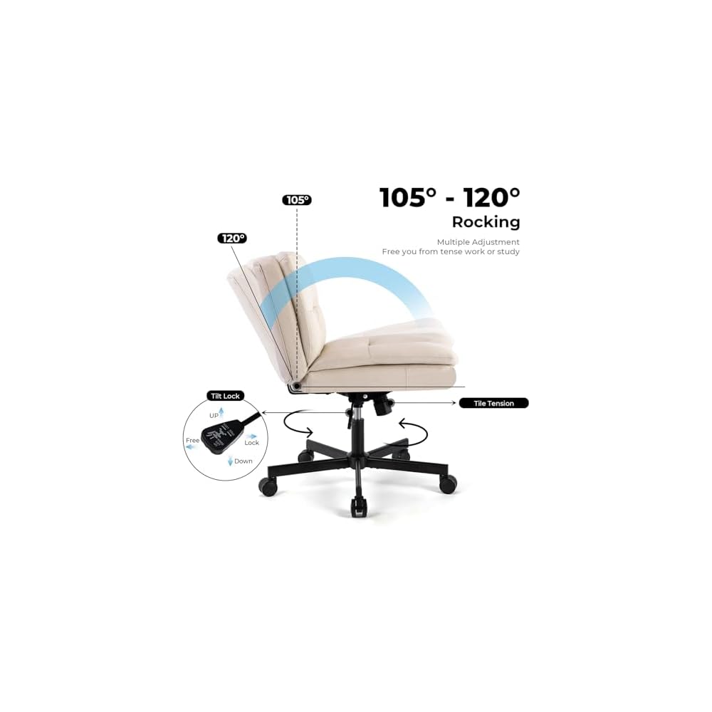 Desk Chair Comfy Simple Modern Office Desk Chair Comfy Wide Office Comfy Office Chair for Home,Office,Make Up,Small Space