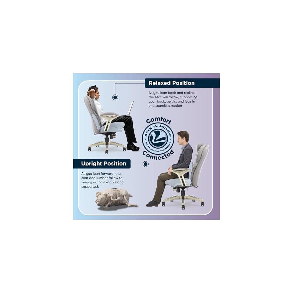 Serta Ergonomic Executive Office Chair Motion Technology Adjustable Mid Back Design with Lumbar Support, Light Gray Fabric