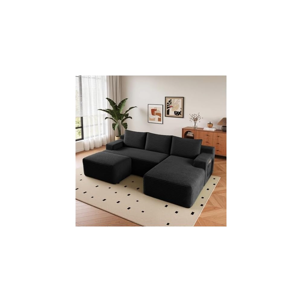 Boneless Couch Comfy Sectional Couches for Living Room,U Shaped Modular Cloud Couch Sofa, Minimalist Modular Sectional Sofa with Deep Seat