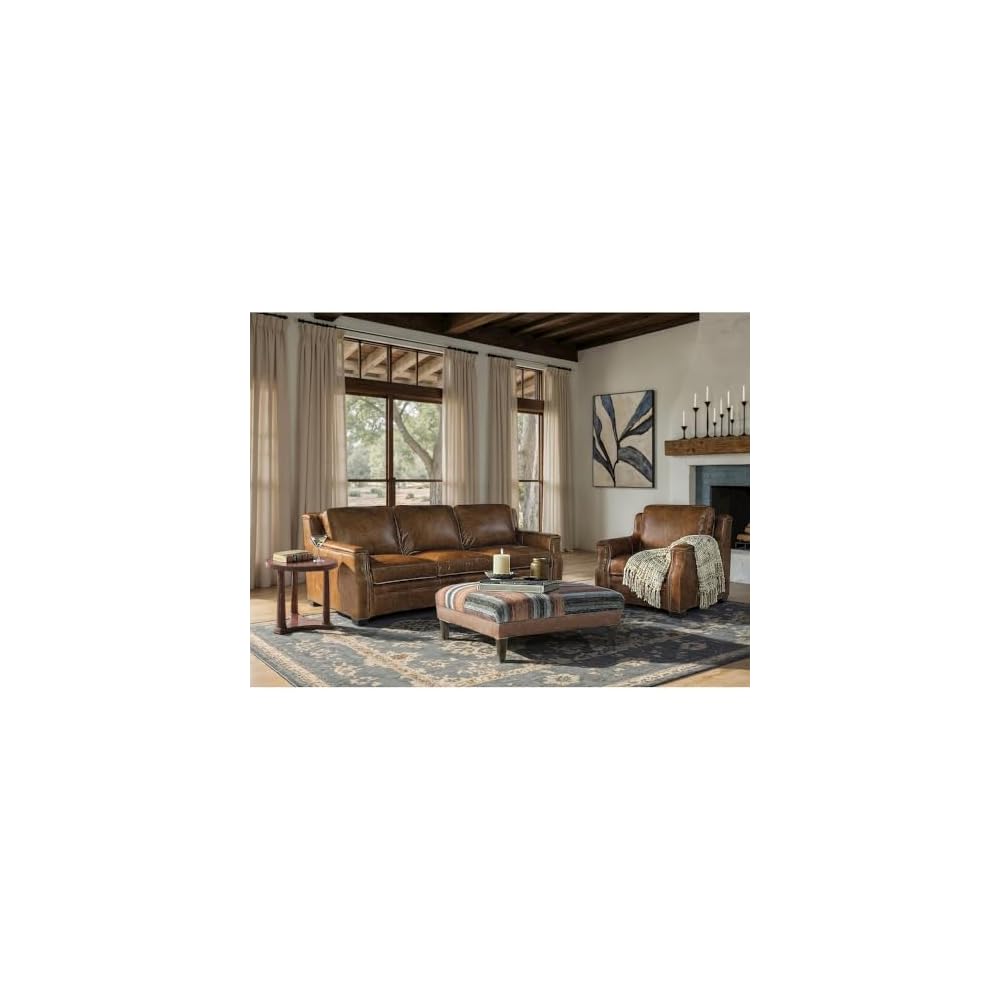 Hooker Furniture Yates Leather Sofa in Buckaroo Colt