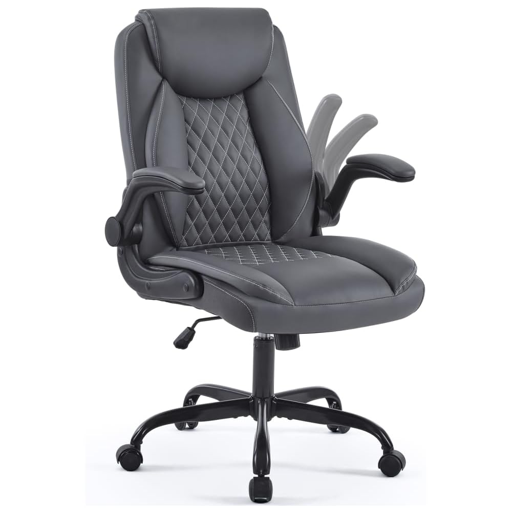 Modern Ergonomic Office Chair with Lumbar Support – Reversible Armrests & Pocket Spring Seat Cushion – Adjustable Height Swivel Task Chair for Office, Home, Gaming (Brown)