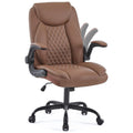 Modern Ergonomic Office Chair with Lumbar Support – Reversible Armrests & Pocket Spring Seat Cushion – Adjustable Height Swivel Task Chair for Office, Home, Gaming (Brown)