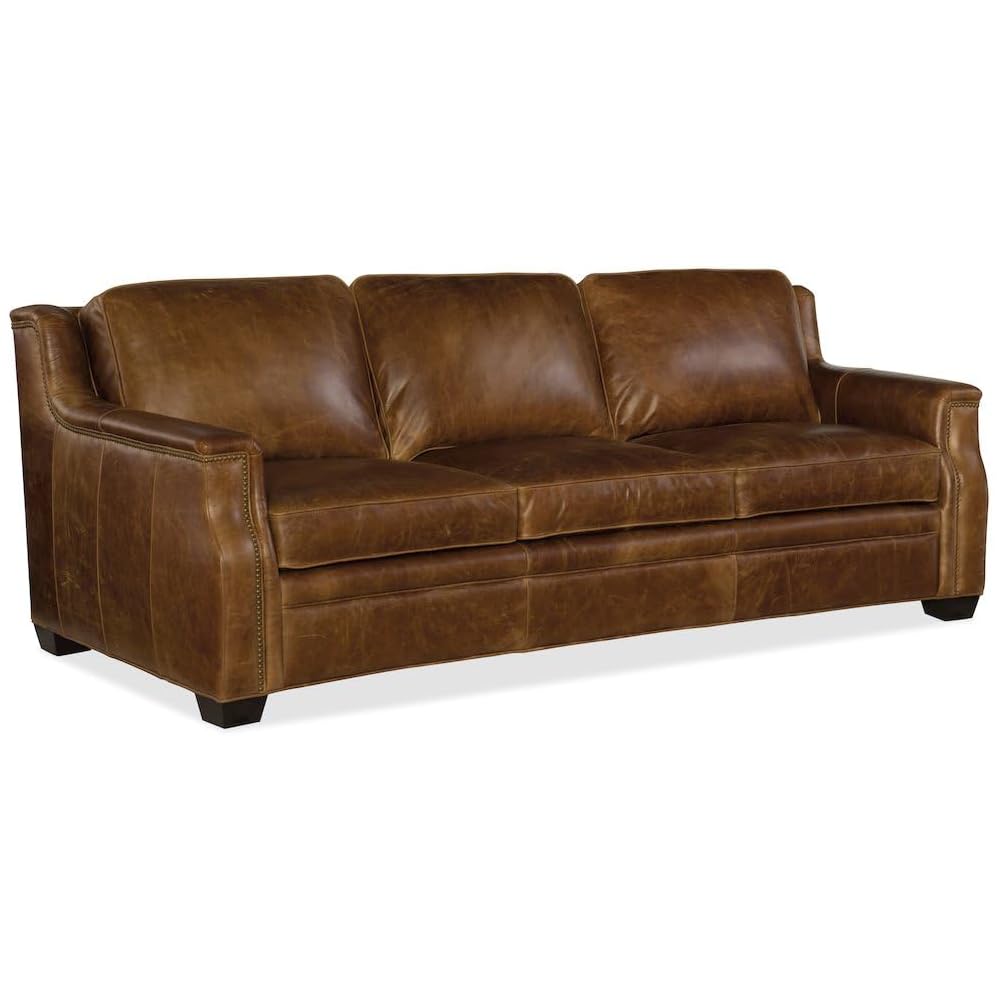Hooker Furniture Yates Leather Sofa in Buckaroo Colt