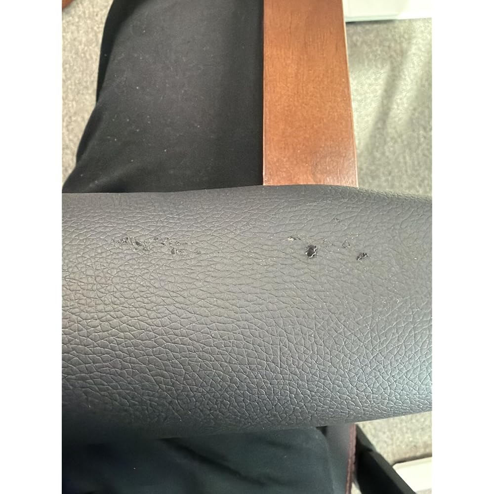 50”W Black Leather Small Office Couch, Loveseat Sofa with Wooden Arms