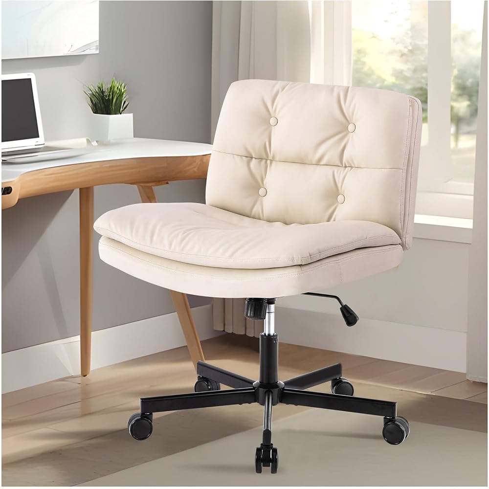 Desk Chair Comfy Simple Modern Office Desk Chair Comfy Wide Office Comfy Office Chair for Home,Office,Make Up,Small Space