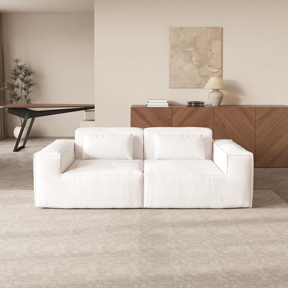 JACH 86.62" Modular Sectional Couch, Huge Plus Love Seat Sofa, Modern Comfy Cloud Couches, Sofa Furniture for Living Room, Office, Apartment, Beige