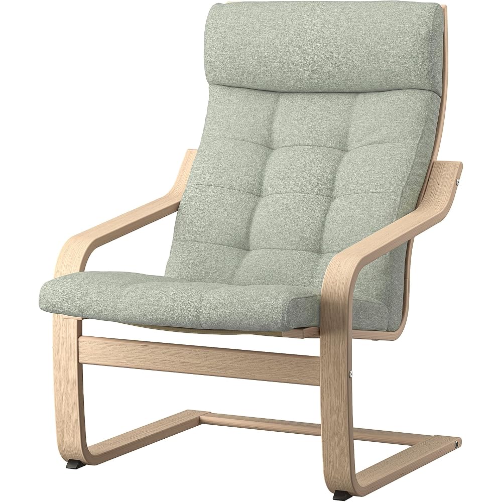 ProTuning POÄNG Armchair, white stained oak veneer/Gunnared light green